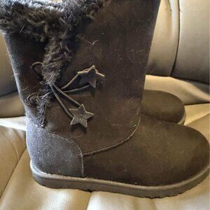SO® Elena Star Kohl's Girls' Faux-Fur Black Winter Boots Size 3